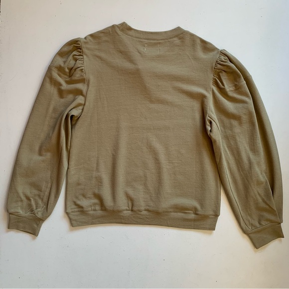 By The River Puff Sleeve Sweatshirt + Shorts Set Size Small NWT Beige Green - Picture 5 of 16